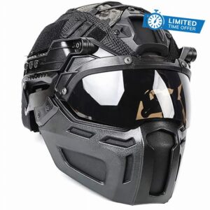 KBFLWBF Tactical FAST Helmet Set Adjustable Airsoft Helmet with Mask Helmets Cover and Goggles Lightweight Outdoor Tactical Gear for Paintball CS Hunting Airsoft Training A