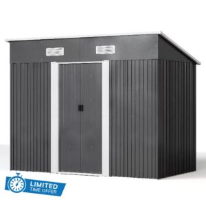 XEMQENER 8x4 FT Garden Storage Shed with Base