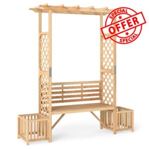 GiantexUK Garden Arch with Bench & Planter Boxes
