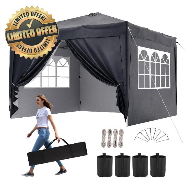 Aoxun 3m x 3m Pop Up Gazebo with Sides