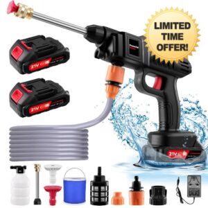 Worshow Cordless Pressure Washer | 21V 1500W Portable High Pressure Washers Cleaner Kit with 2 Battery