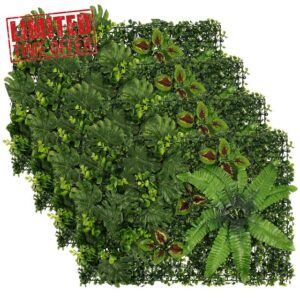 4Pcs Artificial Plant Flower Living Wall Panels 60x40cm Artificial Grass Plant Wall Panel Green Privacy Fence Screening Green Grass Backdrop Hedge Fence Screen for Indoor Outdoor Garden Decor(Style2)