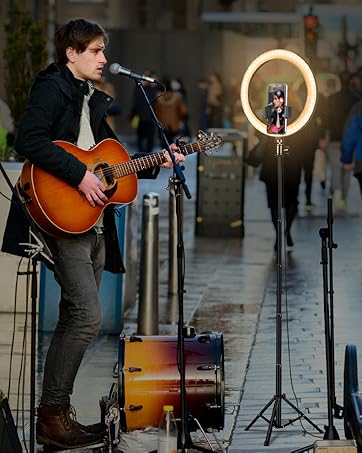 Ring Light with Tripod Stand & Phone Holder Tall 182 cm, 10 inch LED Ringlight Selfie Light with ...