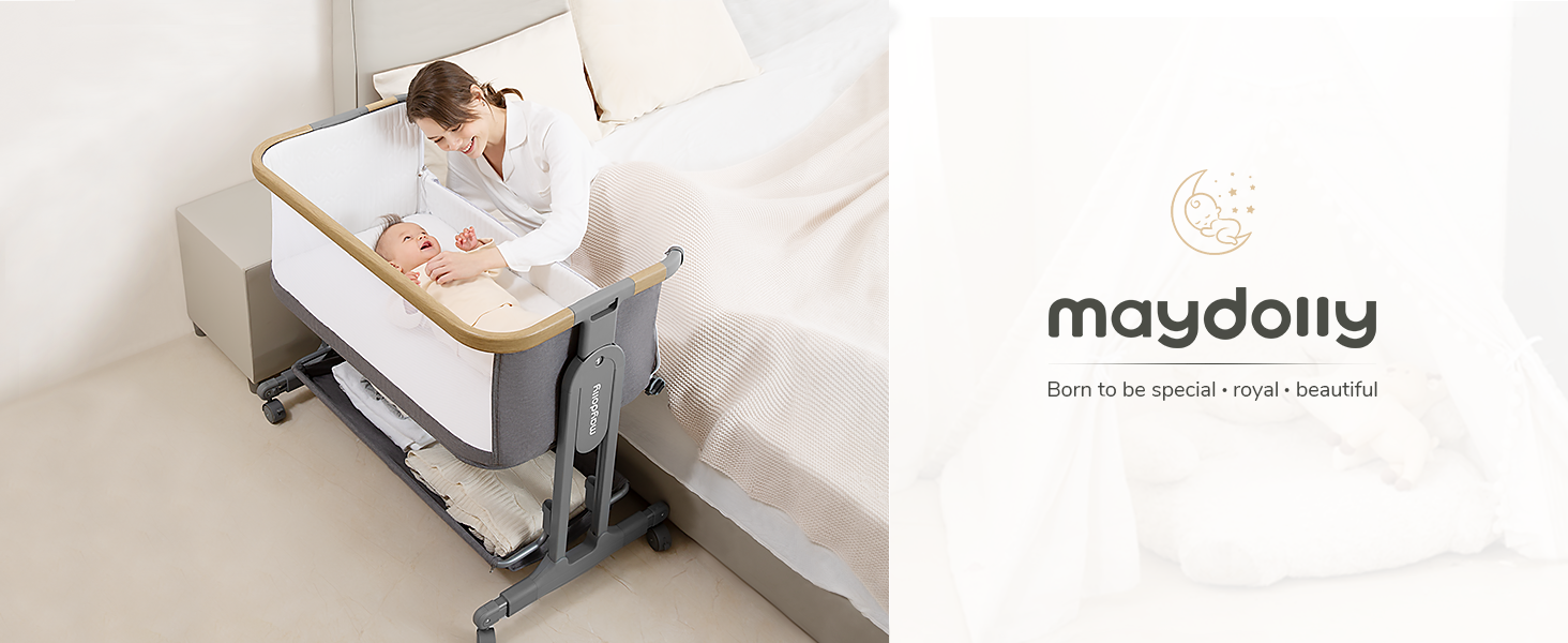 bedside cot bassinet crib baby bet foldable portable travel newborn infant grey