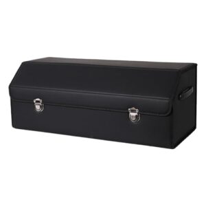 Car Storage Box Trunk Organizer with Lid - Waterproof Leather Container Folding Cargo Storage Box for SUV Sedan Auto Travel Camping Road Trip