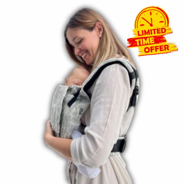 Amarsupiel - Evolutionary and Ergonomic Baby Carrier Backpack - Comfortable and Easy to Adjust to the Back - Newborn Cotton Baby Carrier - Organic & Breathable (Zebra Grey)