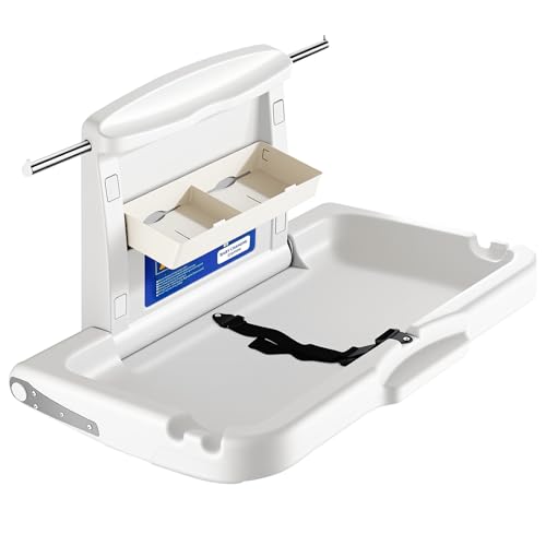 Wall-Mounted Foldable Baby Changing Station with Safety Strap