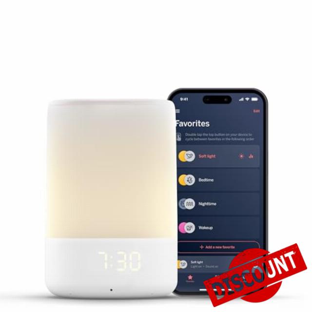 Nanit Sound and Light Smart Baby Night Light and Sound Machine | Audio Monitor | Cry Detection Alert Feature | OK to Wake Alarm Clock for Kids | Temp & Humidity Tracking | Rechargeable Battery | WiFi