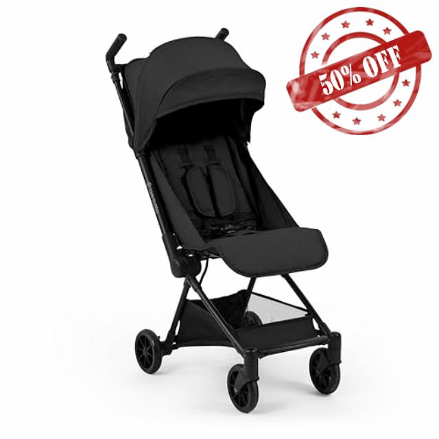 Ickle Bubba Pisces Ultra-Compact Stroller (Black) – Lightweight Cabin-Size Travel Pushchair from Birth to 22kg
