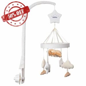Nuby Biscuit Bear Musical Cot Mobile - Soothing Motion | 6 Calming Lullabies | Easy to Use