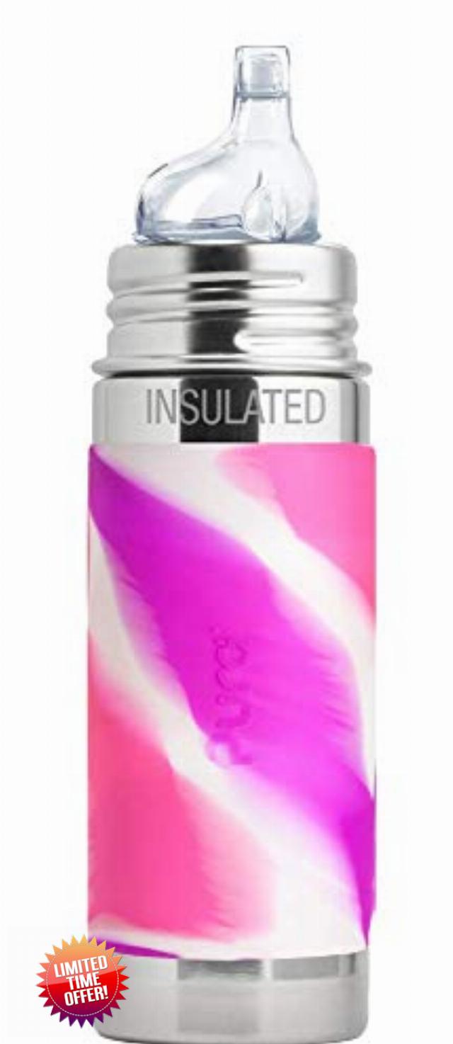 Pura Insulated Stainless Steel Toddler Bottle with Silicone XL Sipper Spout (Plastic