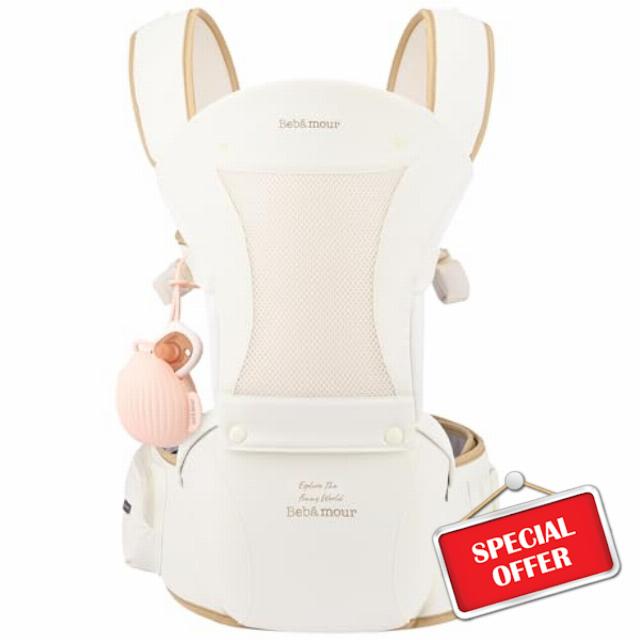 Bebamour Baby Carrier Newborn to Toddler Baby Carrier Hipseat 0-36Months with Head Hood