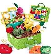 hahaland Baby Sensory Toys 6-9-12 Months – 16PCS Fabric Plush Play Food, Soft Rattle Fruits & Vel...