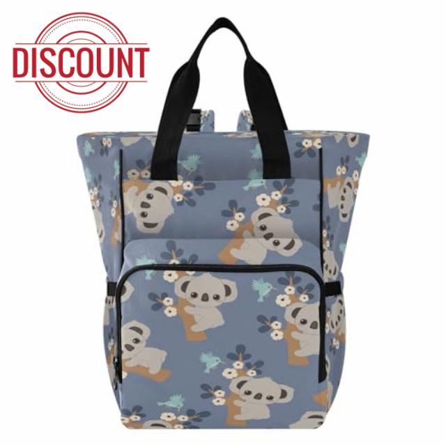 Diaper Bags For Girls Multifunction Waterproof Fashion Diaper Bag For Baby Care for Shopping Hiking Traveling Cute Cartoon Koala Floral Patternwallpape