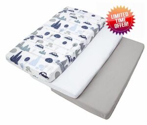 Medi Partners Set of 3 pcs. Fitted Sheet 60x120 cm 100% Cotton Baby Bed Linen Mattress Co