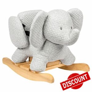 Nattou Wooden Rocker – Elephant Tembo in Grey with padded seat