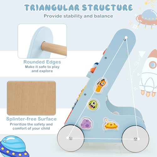 Boys Girls Sit to Stand Learning Walkers for 1+ Year Old (Blue)