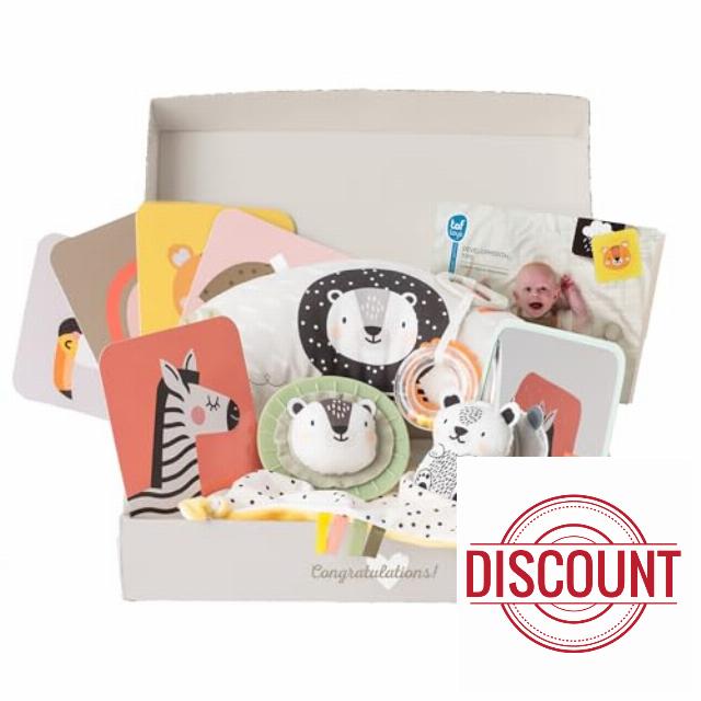Taf Toys Newborn Gift Set. 12 Piece Baby Sensory Box Includes Tummy-time Pillow