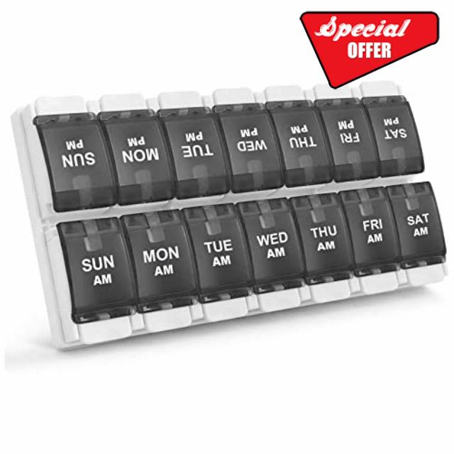 Sukuos AM PM Weekly 7 Day Pill Organizer