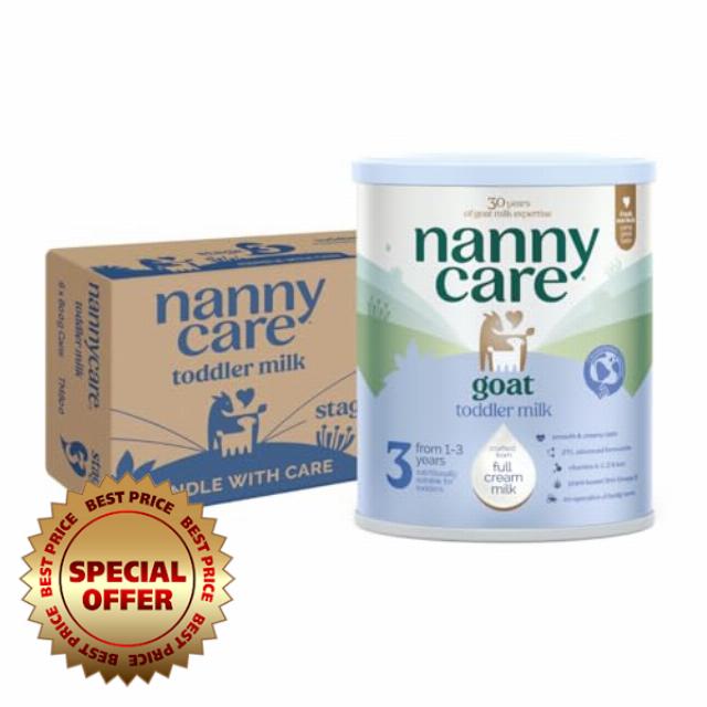 Nannycare Goat Based Toddler Milk – Stage 3 (From 1-3 Years) | Baby Powder Made from Whole Goat Milk | Nutritionally Complete Formula for Combination or Bottle Feeding – 800g (6 Pack)