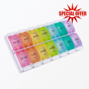Spanish Pill Organizer 7 Weekly Two Times per Day AM PM with Spring Open Design
