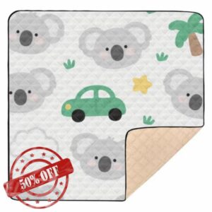 Cute Cartoon Grey Koala Large Stylish Baby Care Play mat for Floor Portable Foldable Infant Play Activity Mat for Babies Infants Toddlers