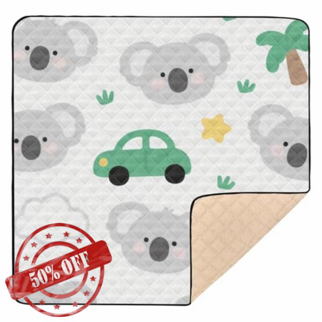 Cute Cartoon Grey Koala Large Stylish Baby Care Play mat for Floor Portable Foldable Infant Play Activity Mat for Babies Infants Toddlers