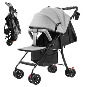 Tneukoom Lightweight Baby Stroller 4.2kg - One Hand Foldable Travel Stroller with Adjustable Backrest
