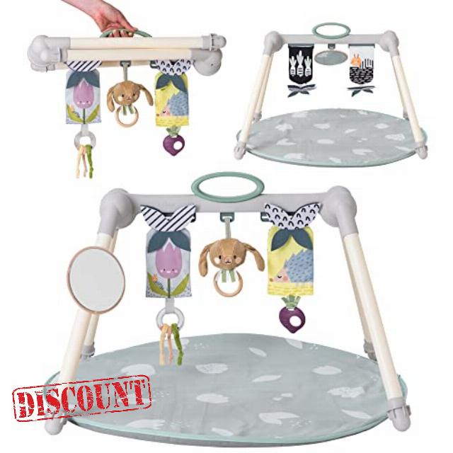 Taf Toys Urban Garden Foldable Baby Activity Gym – Double Sided Play Mat with 3 Sensory Hanging Toys & Baby Safe Mirror – Developmental Play Space for Infants & Newborns from Birth – Unisex Gif