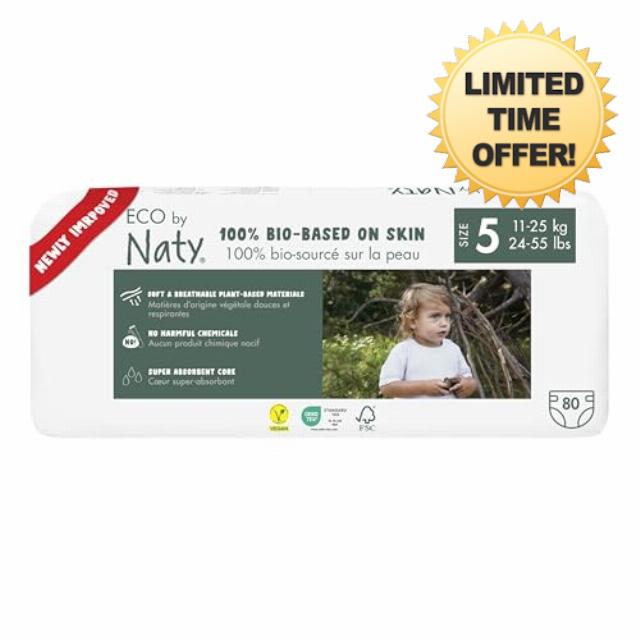Eco by Naty Eco-Friendly Baby Nappies - 100% Plant-Based Materials on Skin