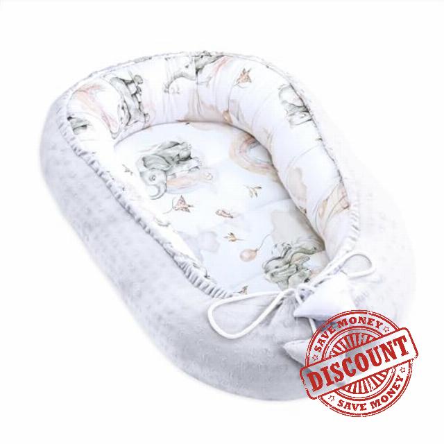 Baby Nest - Baby Nest for Newborns Minky Baby Nest for Crib Versatile Portable Nest Cuddle Nest Accessory for Crib Warm Winter Cocoon Elephant Light Grey