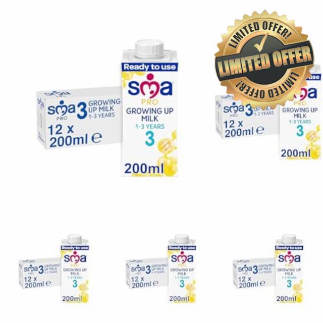 SMA PRO Growing-Up Baby Milk - 1-3 Years | Ready to Use Liquid Formula Milk 200 ml (Pack of 60)