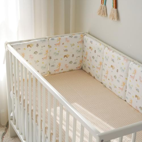 Cot Liner Headboard Bumper Padded Side Protectors Protect All Round Crib Rail Cover Baby Bed Baby Boys Girls Nursery Breathable Crib Bed Liner Bumper