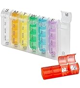 Month Pill Box Organizer - 3-Times-A-Day | Morning-Noon-Night - 30 Day Pill Case with 32 Daily Co...