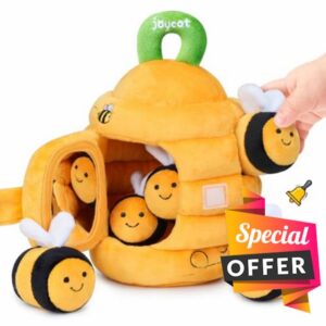 JoyCat Baby Toys 6-12 Months - Soft Baby Beehive with 5 Sensory Bees - Rattle