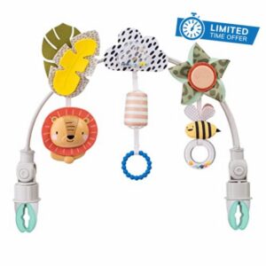 Taf Toys Savannah Baby Pram Arch. Activity Travel Arch with 3 Sensory Hanging Toys. Toy Bar Fits Strollers & Car Seats. Large Adjustable Clips. Foldable. Suitable for Newborn Boys & Girls 0 months +