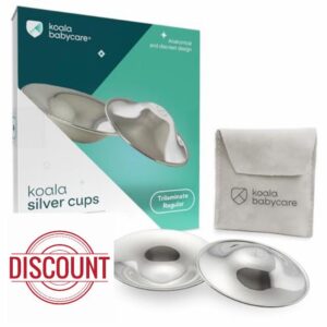 Koala Babycare Silver Nipple Shields - Silver Cups Breastfeeding for Nursing Newborn - Protect and Soothe Your Nursing Nipples - Made in Italy - Medical Device Class 1 -Tri-Laminate Silve