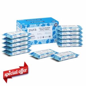 Pura Flushable Baby Wipes 12 x 60 per pack
