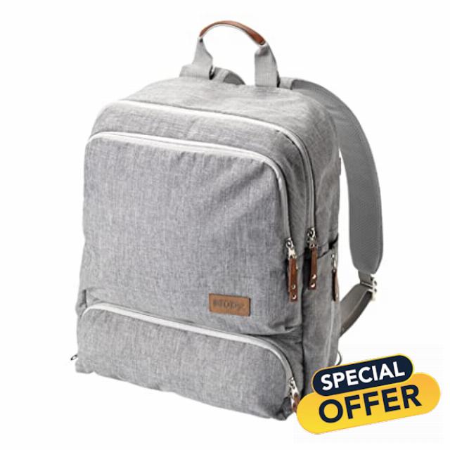 Nuby Baby Changing Bag – Baby Change Backpack with Changing Mat | Multiple Storage Pockets | Adjustable Padded Straps | Wipe-Clean & Wear-Resistant Material (Grey)
