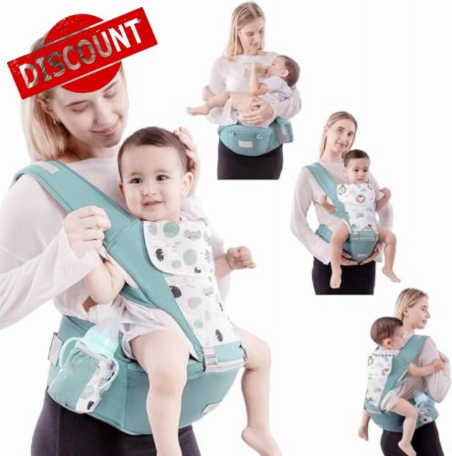 Baby Carrier 6-in-1 Ergonomic Baby Carrier Backpack with Hip Seat Adjustable Strap Pocket and Drool Bibs Comfort Mesh for 3-36 Months Baby 7-44 lbs Gree