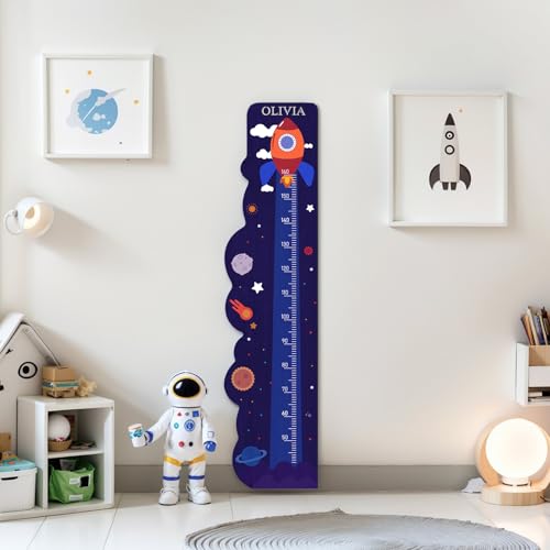Removable Wood Baby Measuring Wall Chart for Bedroom Nursery Wall Decoration (Rocket)