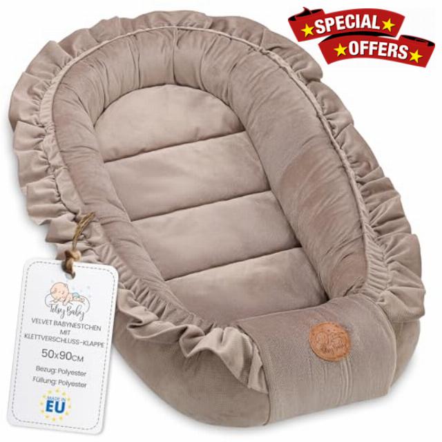 Baby Nest - Baby Nest for Newborns Minky Baby Nest for Crib Versatile Portable Nest Cuddle Nest Accessory for Crib Warm Winter Cocoon Velvet Beige