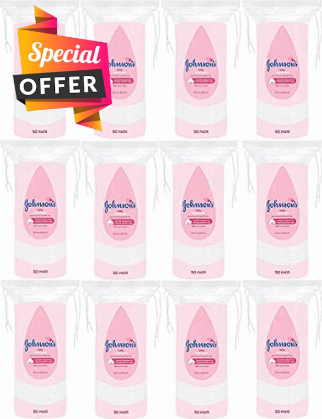 Johnson's Baby Cotton Pads - Pack of 12 x 5