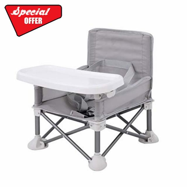 PandaEar Baby Booster Seat Highchair Portable Seat Chair| Compact Fold with Straps for Indoor/Outdoor Use| Great for Camping Beach Lawn |Toddlers Kids Boys Girls (Neutral)