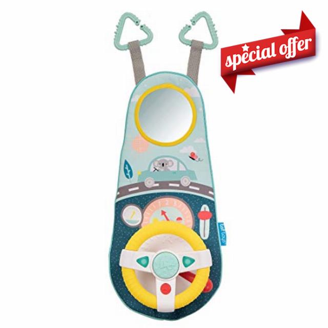 Taf Toys Koala Car Wheel Toy Travel Toy. Car Steering Wheel with Horn & Gears Car Seat Travel Game. Button Operated Sounds & Lights. Easy To Install. Sensory Toy Suitable for Boys & Girls 12 months +