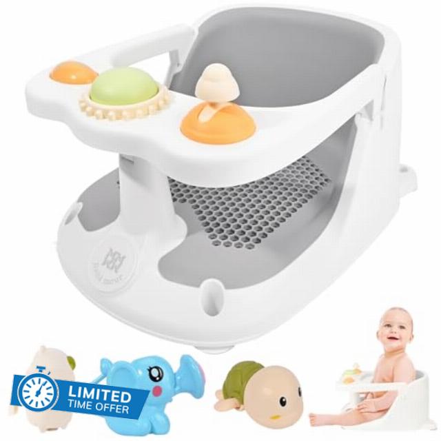 Bebamour Baby Bath Seat 6 Months+ Child Bath Tub Non-Slip Baby Bath Chair with Toys