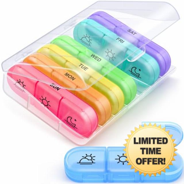 Zikee Weekly Pill Organizer (3-Times-A-Day)