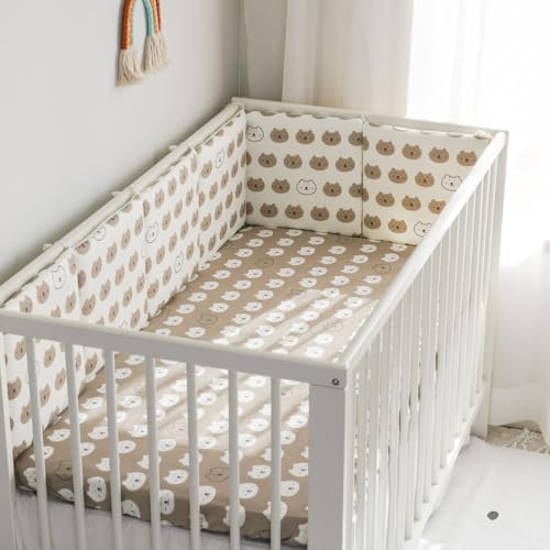 Cot Liner Headboard Bumper Padded Side Protectors Protect All Round Crib Rail Cover Baby Bed Baby Boys Girls Nursery Breathable Crib Bed Liner Bumper