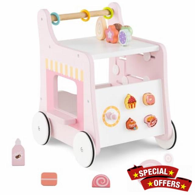 COSTWAY Wooden Baby Walker