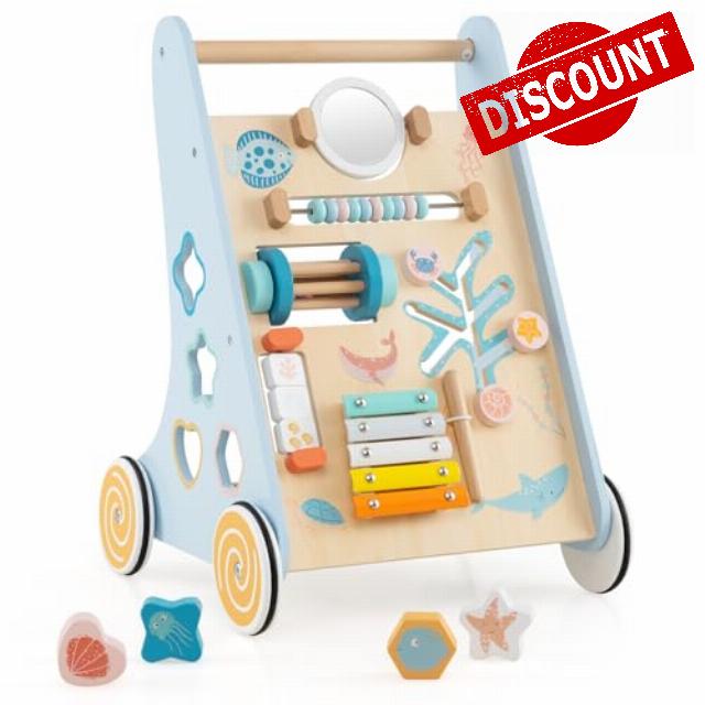 COSTWAY Wooden Baby Walker